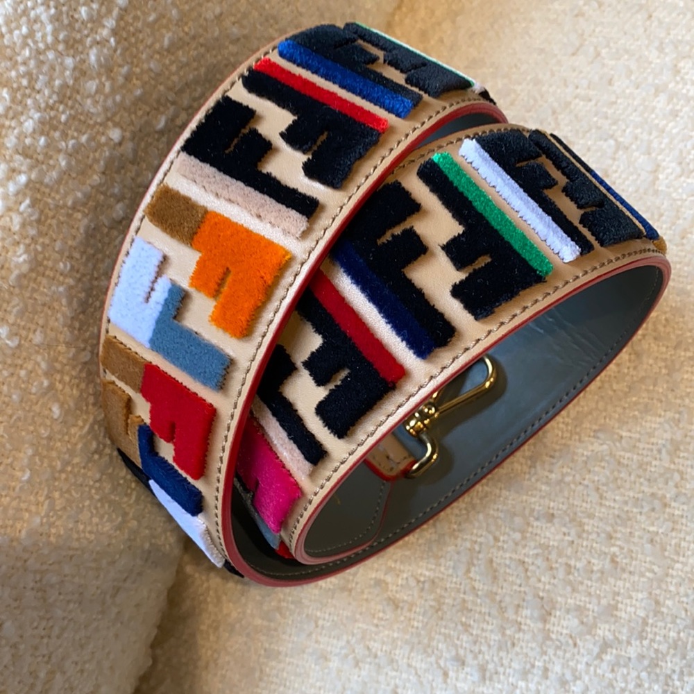 Multicolor Velvet 'Forever Fendi' 'Strap You' Bag Strap